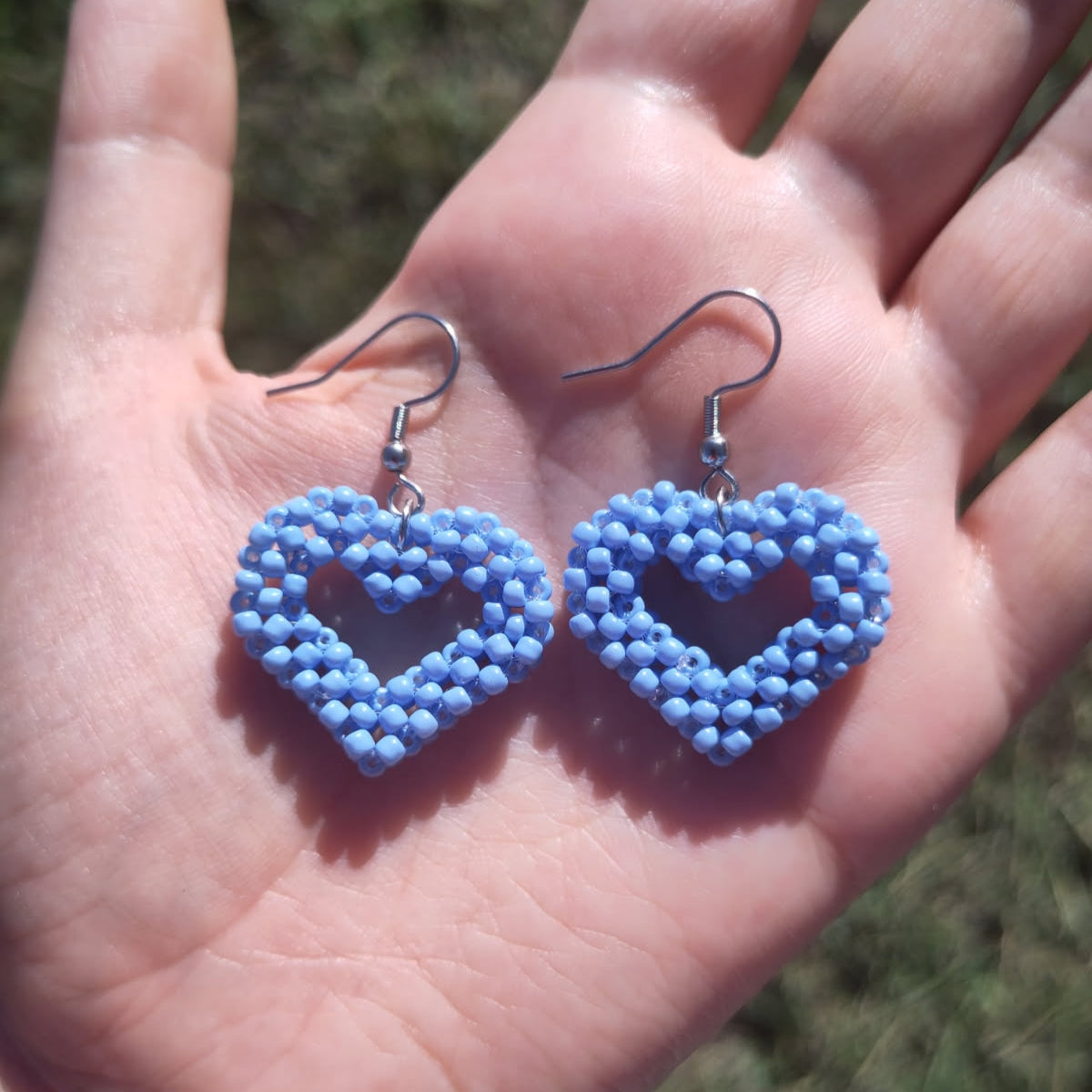 BOUCLES D'OREILLES - CŒURS BLEU