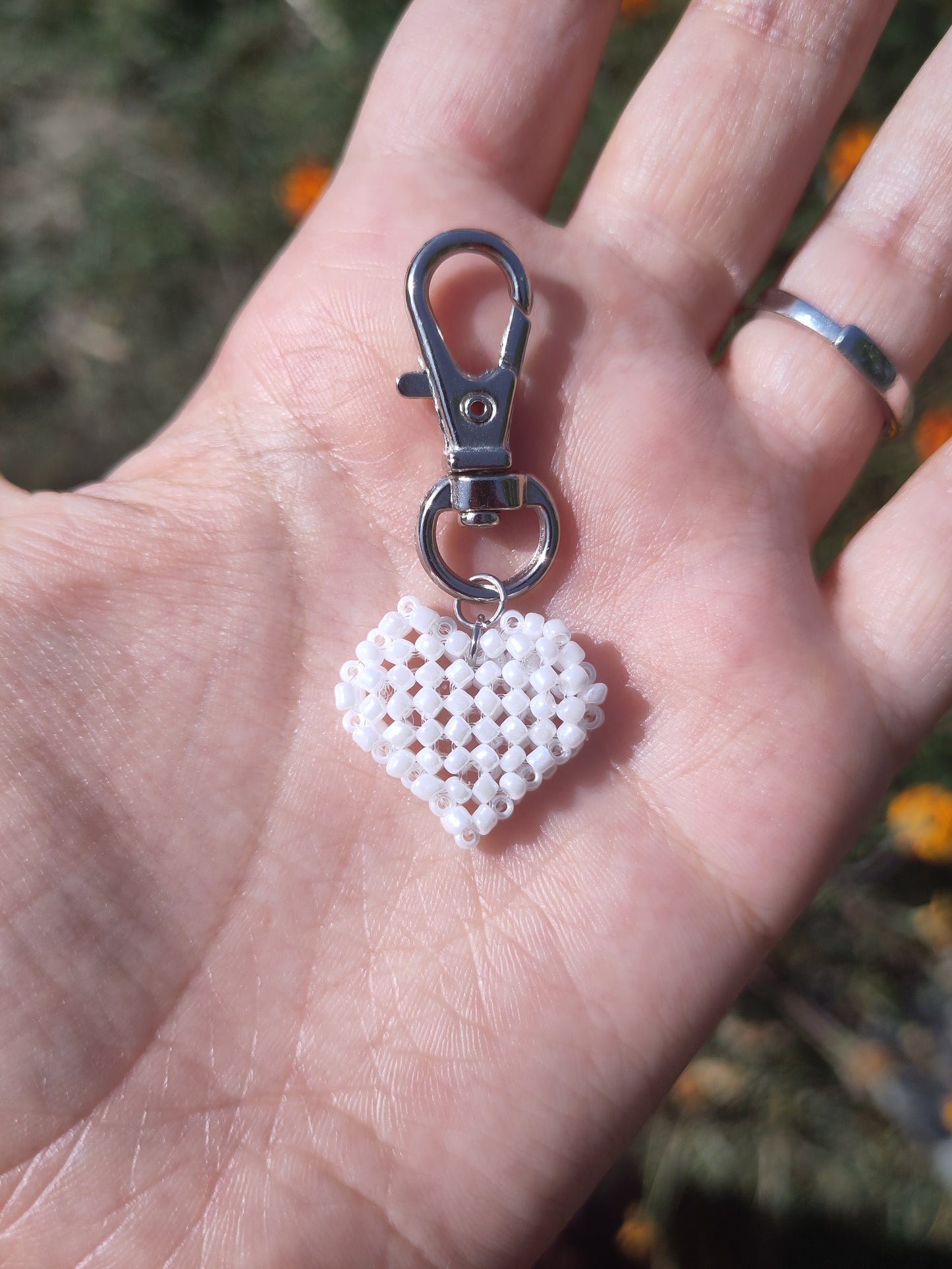 PORTE CLÉ SAC - CŒUR BLANC
