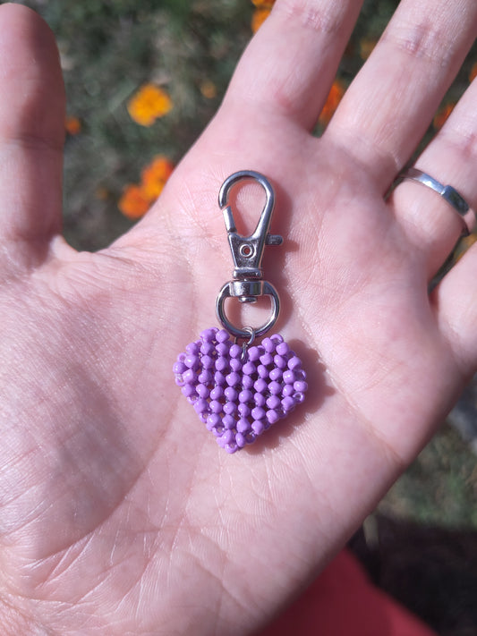 PORTE CLÉ SAC - CŒUR VIOLET