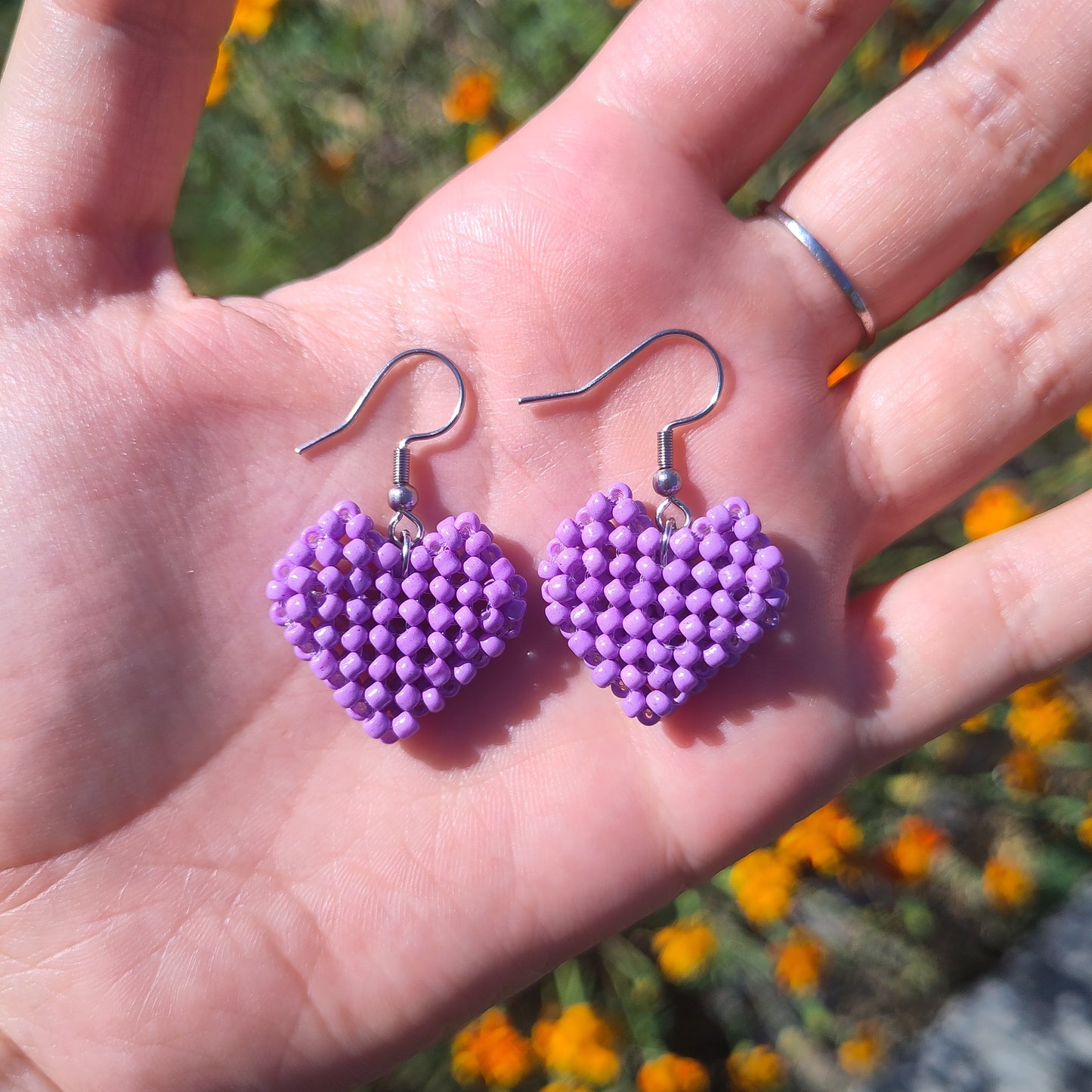BOUCLES D'OREILLES - MINIS CŒURS VIOLET