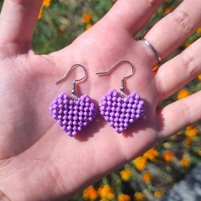 BOUCLES D'OREILLES - MINIS CŒURS VIOLET