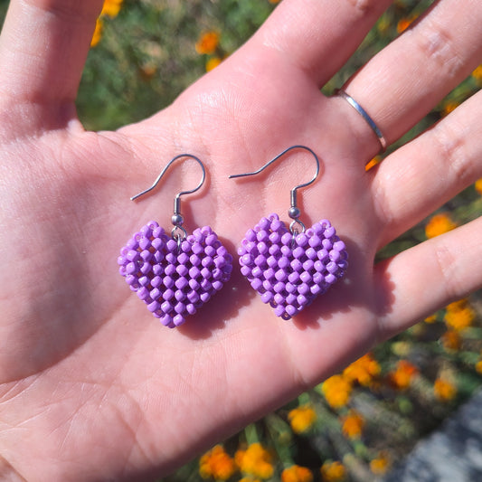BOUCLES D'OREILLES - MINIS CŒURS VIOLET