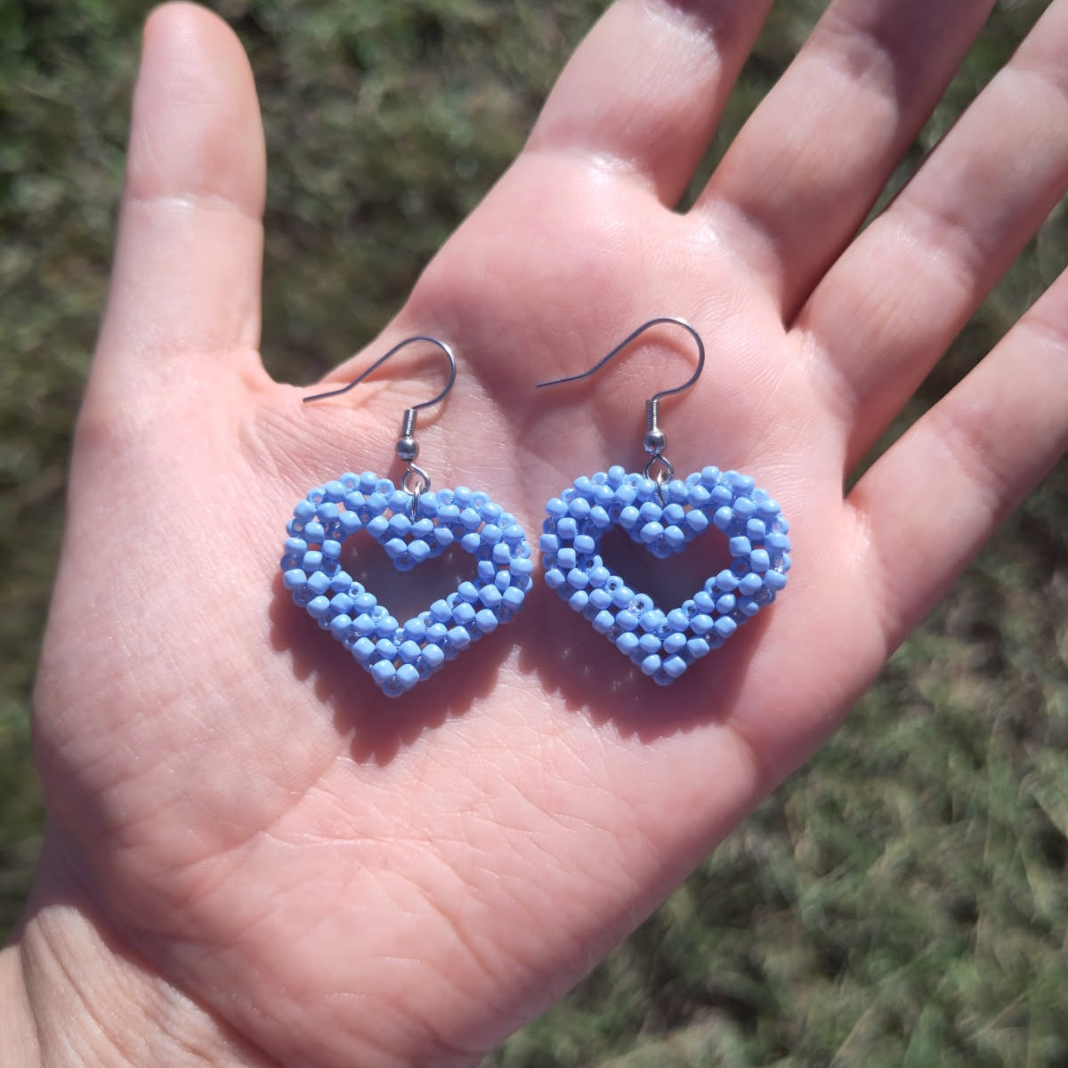 BOUCLES D'OREILLES - CŒURS BLEU