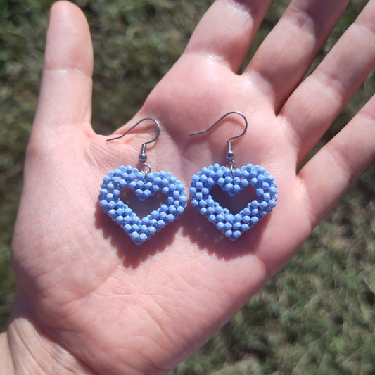 BOUCLES D'OREILLES - CŒURS BLEU