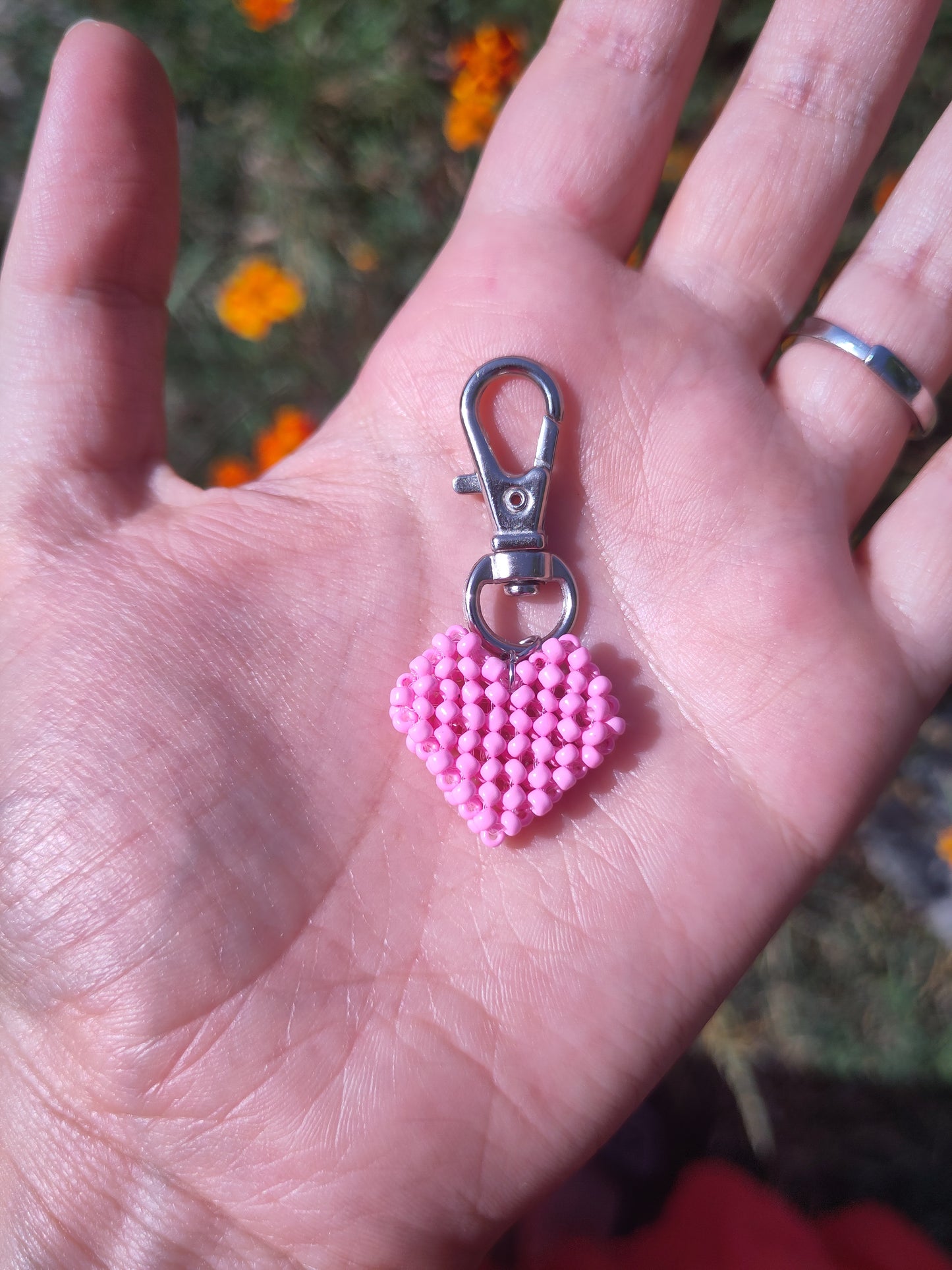PORTE CLÉ SAC - CŒUR ROSE